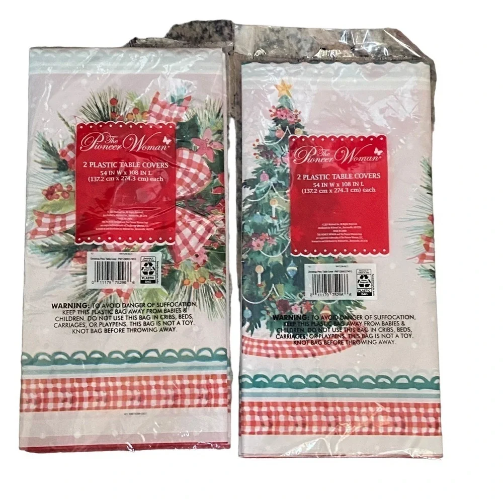 The Pioneer Woman Plastic Tablecloths Holiday Christmas Gatherings - 2 Sets